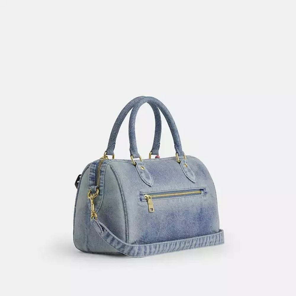 Coach Medium Rowan Satchel Bag In Loved Denim With Charms NWT - Picture 3 of 4